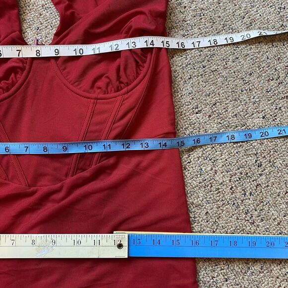 Womens Sexy One Shoulder Cutout Bodycon Corset Mesh Party Club Mini Dress XL New - Picture 5 of 9